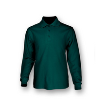 Load image into Gallery viewer, Kids Plain Colour Poly Face Cotton Backing Long Sleeve Polo
