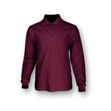 Load image into Gallery viewer, Kids Plain Colour Poly Face Cotton Backing Long Sleeve Polo
