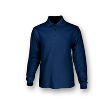 Load image into Gallery viewer, Kids Plain Colour Poly Face Cotton Backing Long Sleeve Polo
