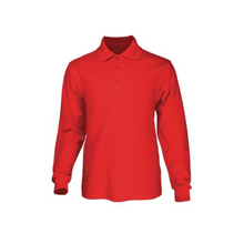 Load image into Gallery viewer, Kids Plain Colour Poly Face Cotton Backing Long Sleeve Polo
