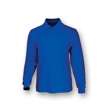 Load image into Gallery viewer, Kids Plain Colour Poly Face Cotton Backing Long Sleeve Polo
