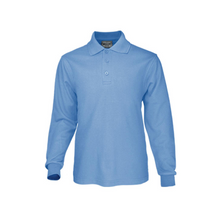 Load image into Gallery viewer, Kids Plain Colour Poly Face Cotton Backing Long Sleeve Polo
