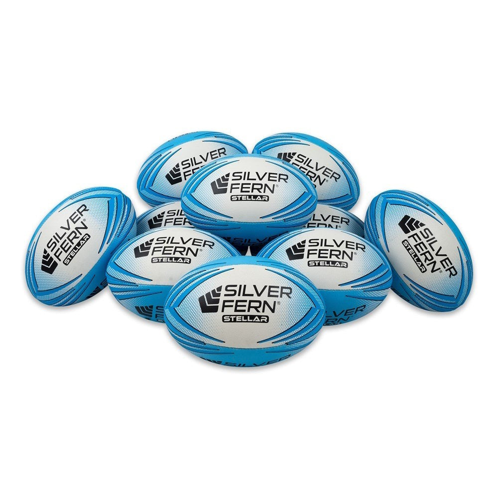 Silver Fern Stellar Rugby Ball Pack of 10 With Carry Bag Size 3