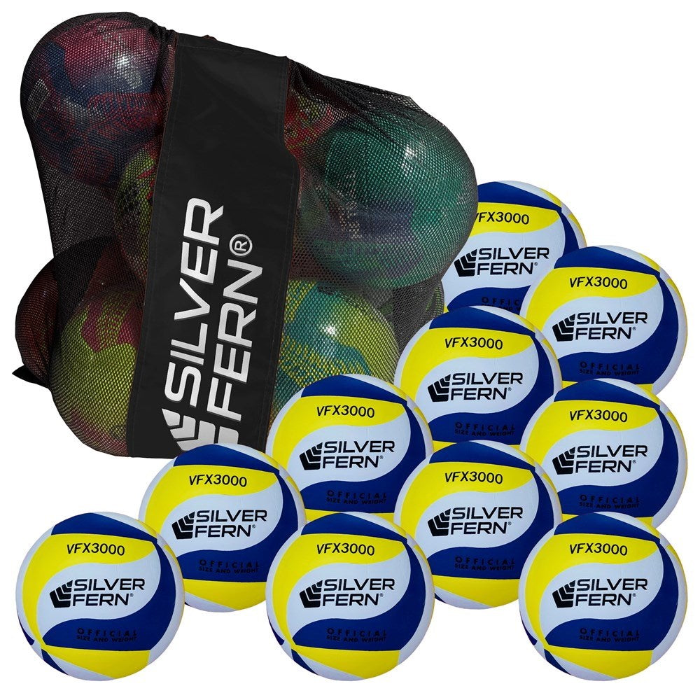 Silver Fern Match Volleyball Pack of 10 With Carry Sack