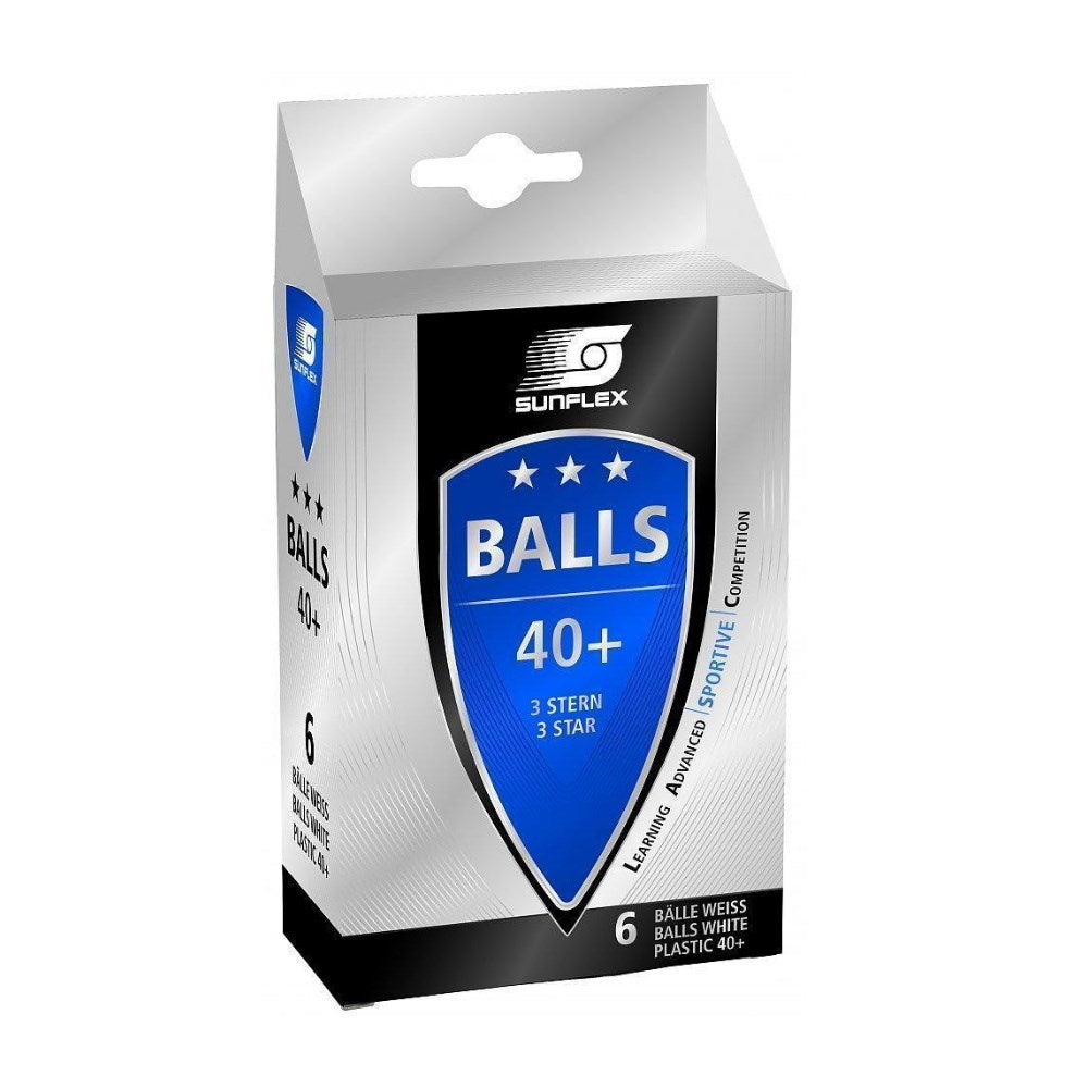 Sunflex  3* Competition Table Tennis Balls - 6 Pack- White