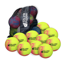 Load image into Gallery viewer, Silver Fern Tui Match Netballs Pack of 10 With Carry Bag Yellow
